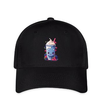 Beeren Milchshake Spaß Kawaii Anime Design - Flexfit Cap - Schwarz - Vorne