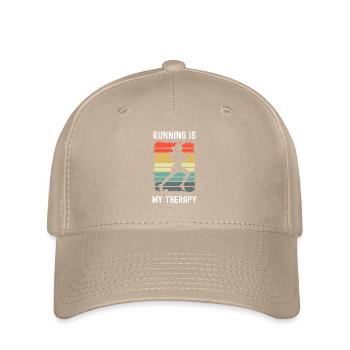 Female Runner Running Is My Therapy Motivational - Flexfit Cap - khaki - Front