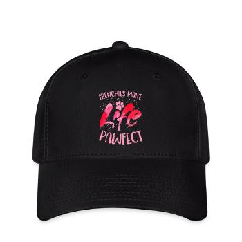 Frenchies Make Life Pawfect Owner French Bulldog - Flexfit Cap - Schwarz - Vorne