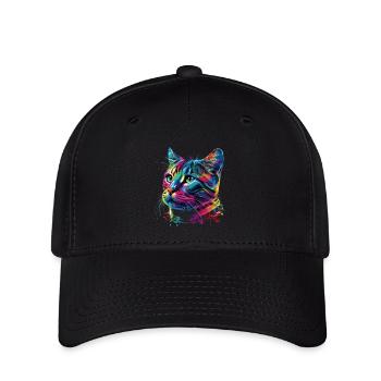 Colorful American Shorthair Cat Gaze - Flexfit Cap - Schwarz - Vorne