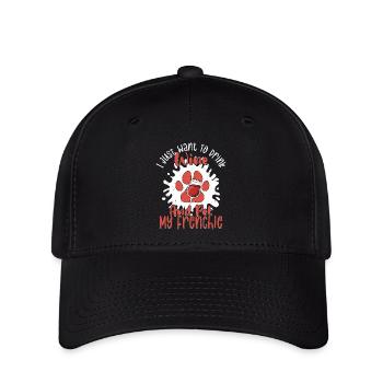 I Just Want To Drink Wine French Bulldog Frenchie - Flexfit Cap - Schwarz - Vorne