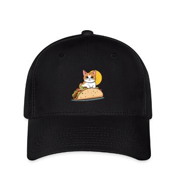 Taco Katze Cinco De Mayo Lustiges Essen Design - Flexfit Cap - Schwarz - Vorne