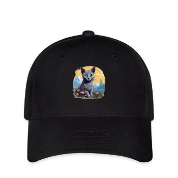 Chat bleu russe Russisch Blau Katze - Casquette Flexfit - noir - Devant