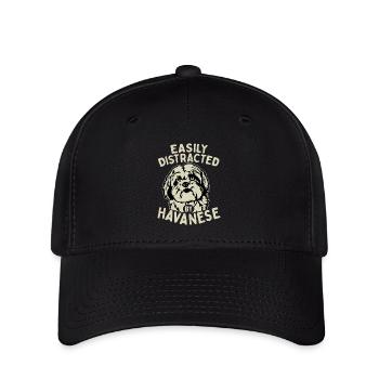Facilement distrait par le propriétaire d’un chien bichon havanais Havaneser - Casquette Flexfit - noir - Devant