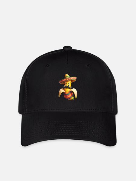 Cinco de Mayo Banane mit Schnurrbart - Flexfit Cap - Schwarz