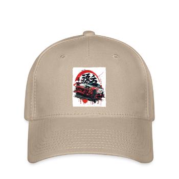 Straßenrennen mit japanischen JDM-Autos der 90er - Flexfit Cap - Khaki - Vorne