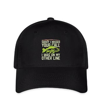 Musky Fishing Sorry I Missed Your Call Fisherman - Flexfit Cap - Schwarz - Vorne