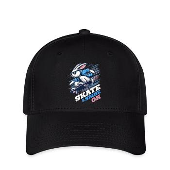 SKATE & SHINE ON, EIN HASE AUF EINEM SKATEBOARD - Flexfit Cap - Schwarz - Vorne