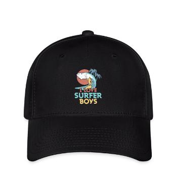 I Love Surfer Boys Surfing Summer Surfboard - Flexfit Cap - Schwarz - Vorne