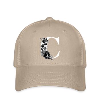Lettre c floral noir et blanc - Casquette Flexfit - kaki - Devant