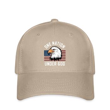 Amérique États-Unis Dire Une Nation sous Dieu 4 juillet - Casquette Flexfit - kaki - Devant