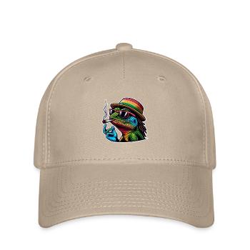 Lézard fumant du cannabis - Casquette Flexfit - kaki - Devant