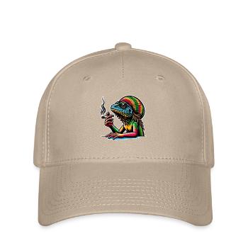 Lézard fumant du cannabis - Casquette Flexfit - kaki - Devant