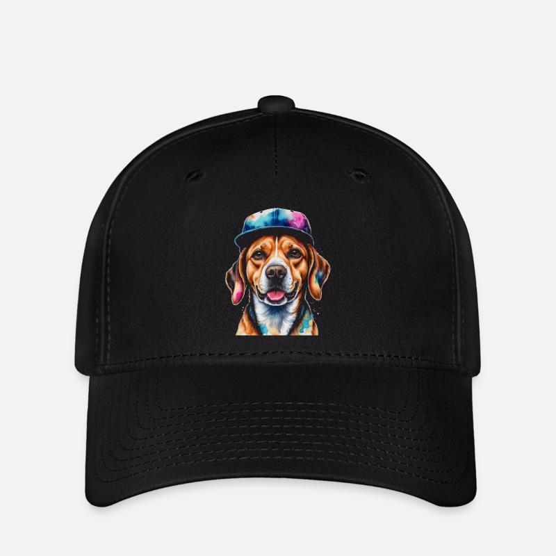 Beagle Snapback Cap Hund Lustig Tier Design Print - Flexfit Cap - Schwarz