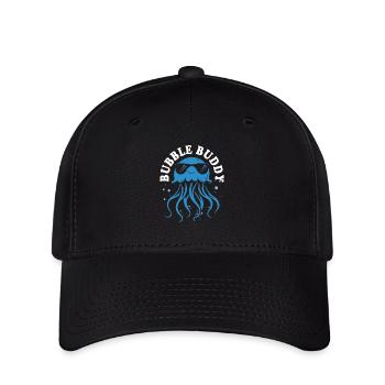 Bubble Buddy - Qualle mit Tentakeln, Meeresbewohne - Flexfit Cap - Schwarz - Vorne
