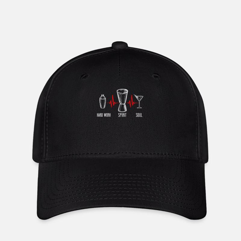 Barman Mixologue Travail acharné - Casquette Flexfit - noir