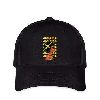 Jamaikanische Schwarze Frau Jamaika Afro Haar Flagge Mädchen - Flexfit Cap - Schwarz - Vorne