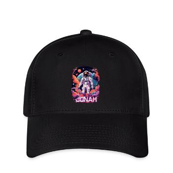 JONAH - Schöner Jungen Name mit coolem Astronaut - Flexfit Cap - Schwarz - Vorne