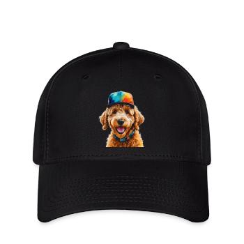Goldendoodle Snapback Cap Dog Animal Design Print - Flexfit Cap - black - Front