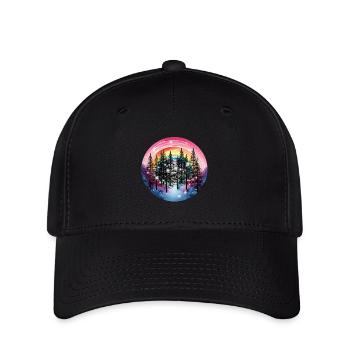 Tannen Wald Natur Regenbogen mystisch - Flexfit Cap - Schwarz - Vorne