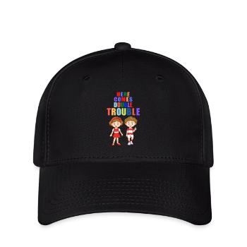 Here comes double Trouble Twins Young Girls - Flexfit Cap - black - Front