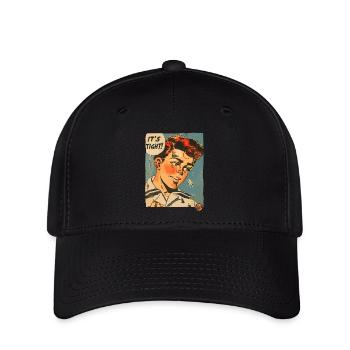 Vintage 50er-Jahre Cartoon-Junge: Das ist eng! - Flexfit Cap - Schwarz - Vorne