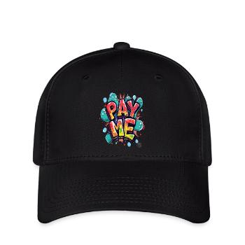 Auffälliges buntes Design: Bezahle mich! - Flexfit Cap - Schwarz - Vorne
