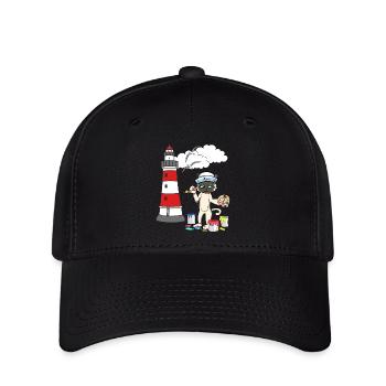 Chat Peintre Phare Marin Côte Maritime Mouette - Casquette Flexfit - noir - Devant