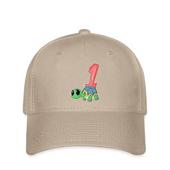Zahl 1 Nummer Eins - Schildkröte Motiv - Flexfit Cap - Khaki - Vorne