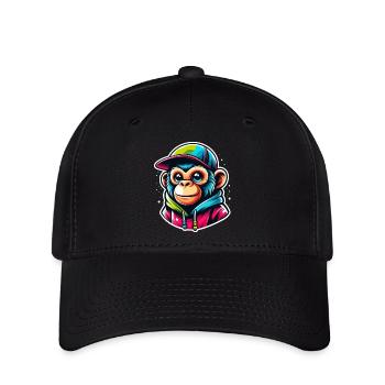 Casquette à capuche Monkey - Casquette Flexfit - noir - Devant