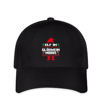 Weihnachtself Weihnachten Weihnachtsmann Glühwein - Flexfit Cap - Schwarz - Vorne