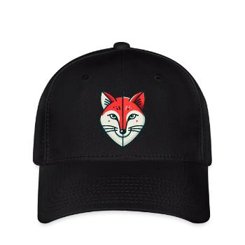 Geometrische gespaltene Fuchs-Illustration - Flexfit Cap - Schwarz - Vorne