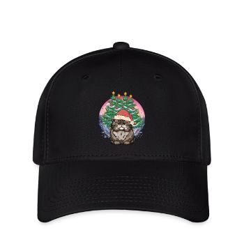 Nikolaus Weihnachtsmann Katze Katzen Santa Xmas - Flexfit Cap - Schwarz - Vorne