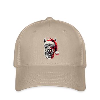 Polygon Kunst Lama Weihnachtsmütze Original - Flexfit Cap - Khaki - Vorne