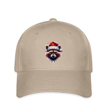 Polygon Kunst Waschbär Weihnachtsmütze Original - Flexfit Cap - Khaki - Vorne