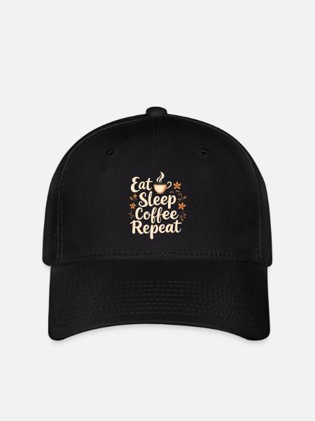 Manger du café de sommeil Répéter le café Café drôle - Casquette Flexfit - noir
