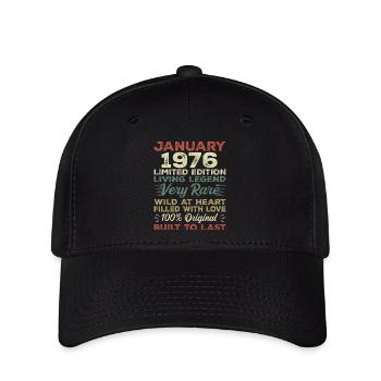 Anniversaire de Janvier 1976 - Janvier 1976, Janvier 1976 - Casquette Flexfit - noir - Devant