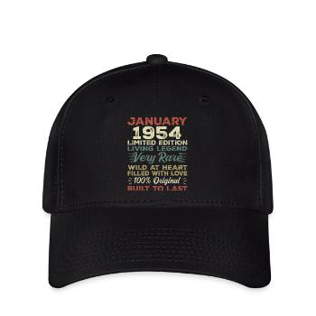 Januar 1954 Geburtstag - Januar 1954, January 1954 - Flexfit Cap - Schwarz - Vorne