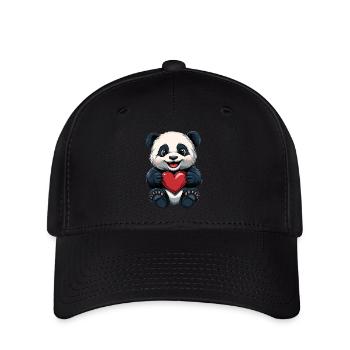 Niedlicher Panda mit Herz - Liebesdesign - Flexfit Cap - Schwarz - Vorne