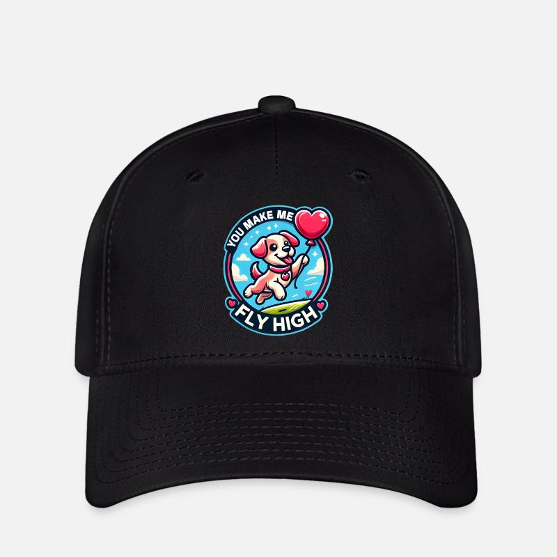 Cane volante con palloncino cuore - Flexfit Cap - nero