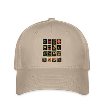 Dekorative ausgefallene Briefmarken - Flexfit Cap - Khaki - Vorne