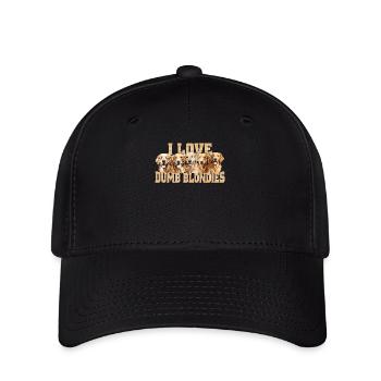 I Love Dumb Blondies Dog Illustration Golden - Flexfit Cap - black - Front
