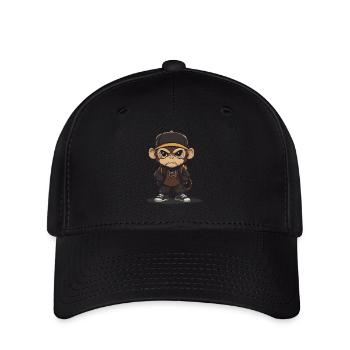 Cooler Affe Mit Basecap Und Hoodie Für - Flexfit Cap - Schwarz - Vorne