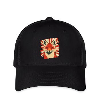 Renard Rétro - Casquette Flexfit - noir - Devant