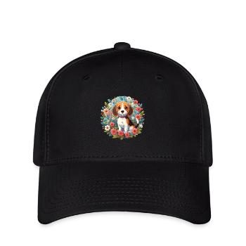 Fleurs de beagle - Casquette Flexfit - noir - Devant