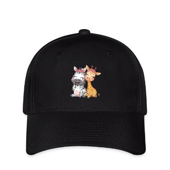 Zèbre et girafe mignons pour les enfants - Casquette Flexfit - noir - Devant