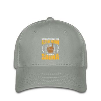 Ne sous-estimez jamais un vieil homme dans un sauna - Casquette Flexfit - gris vert - Devant