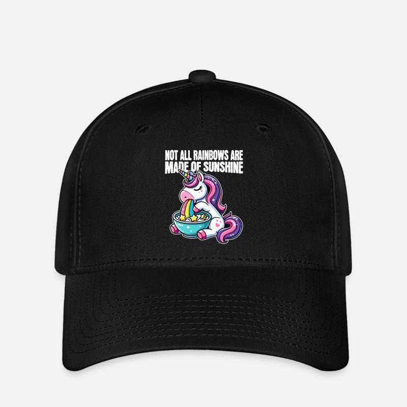 Funny Unicorn – Not All Rainbows - Flexfit Cap - black