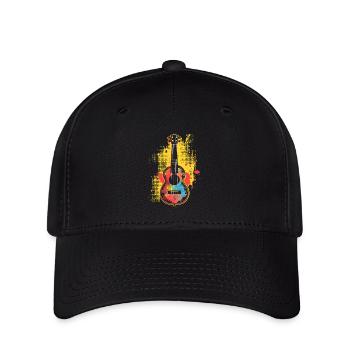 Ukulele Cartoon-Stil - Flexfit Cap - Schwarz - Vorne