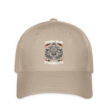 Strong Mind Strong Life Fitness Sportler Gym - Flexfit Cap - Khaki - Vorne